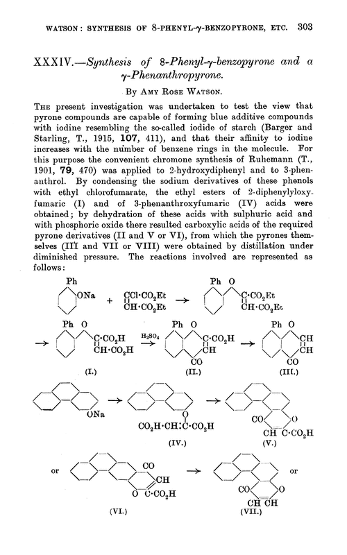 XXXIV.—Synthesis of 8-phenyl-γ-benzopyrone and αγ-phenanthropyrone