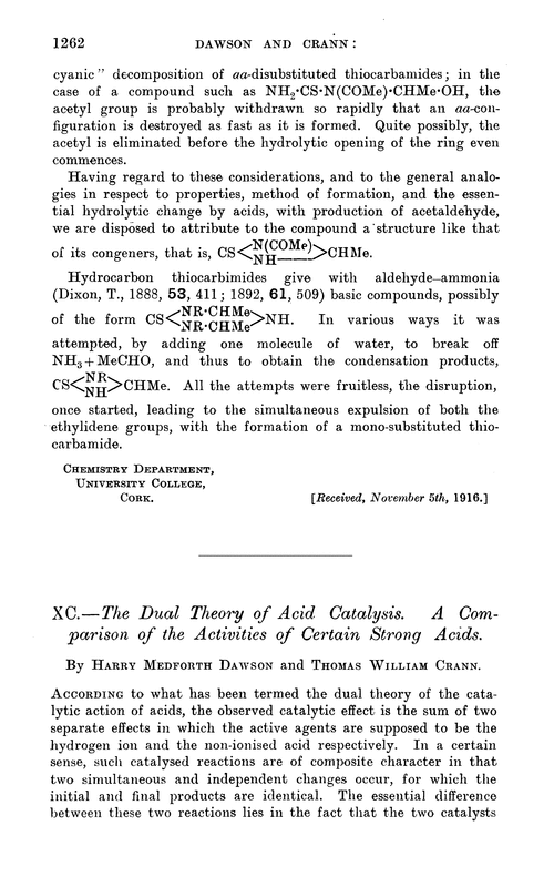 XC.—The dual theory of acid catalysis. A comparison of the activities of certain strong acids