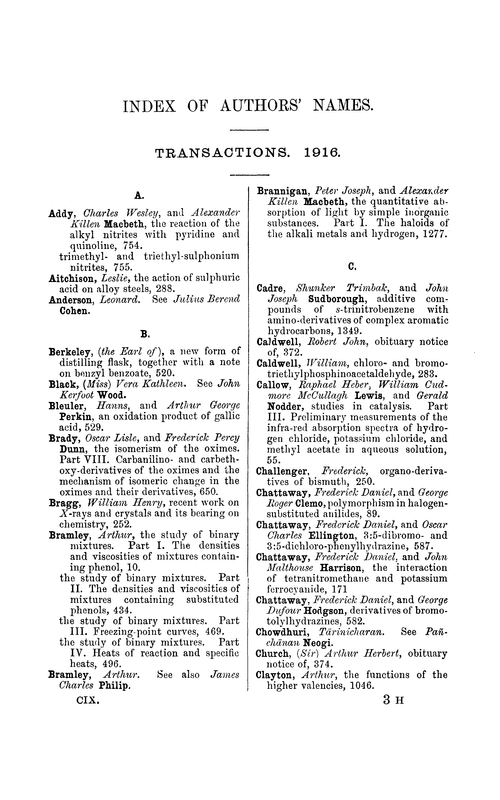 Index of authors' names, 1916