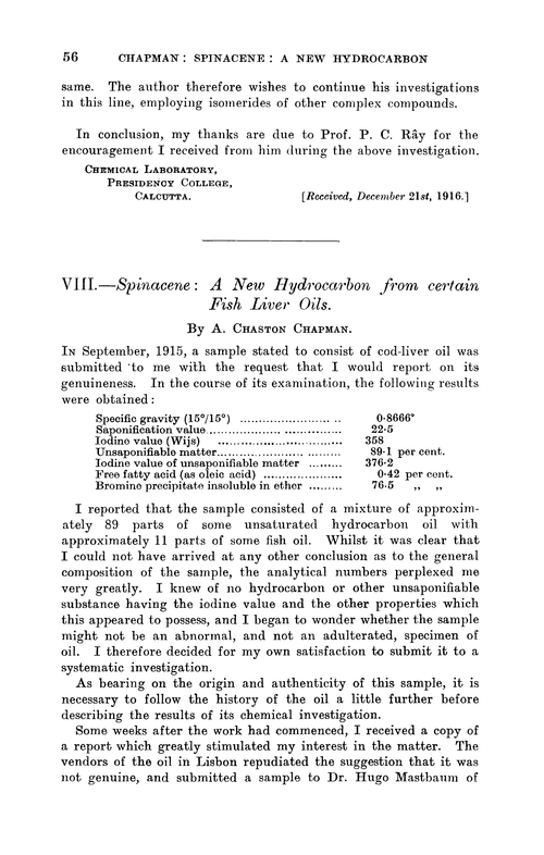 VIII.—Spinacene: a new hydrocarbon from certain fish liver oils