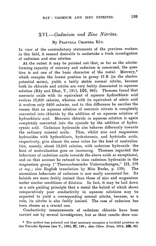 XVI.—Cadmium and zinc nitrites