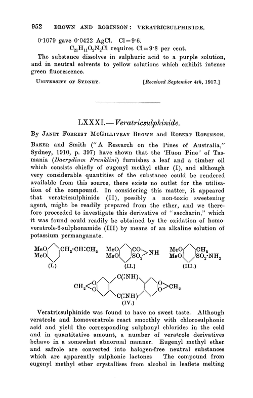 LXXXI.—Veratricsulphinide