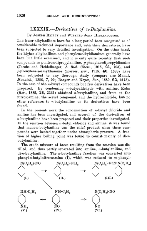 LXXXIX.—Derivatives of n-butylaniline