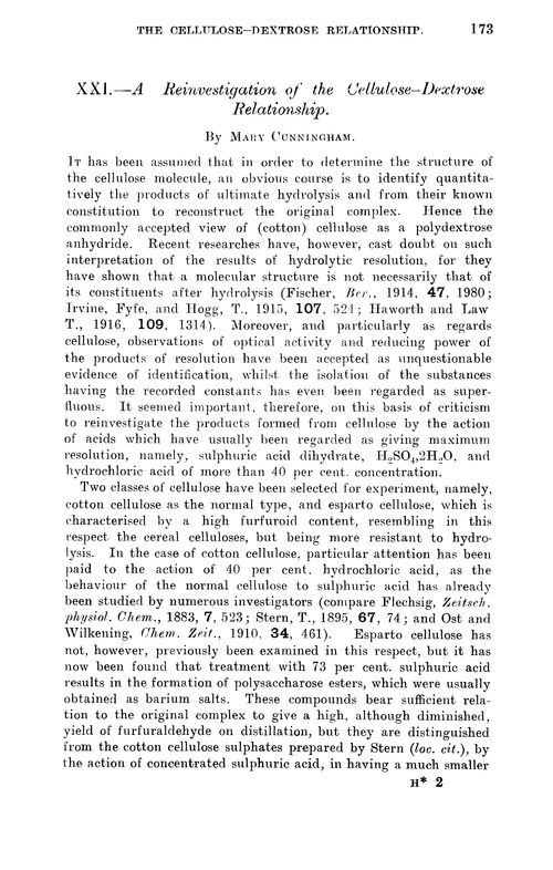 XXI.—A reinvestigation of the cellulose–dextrose relationship