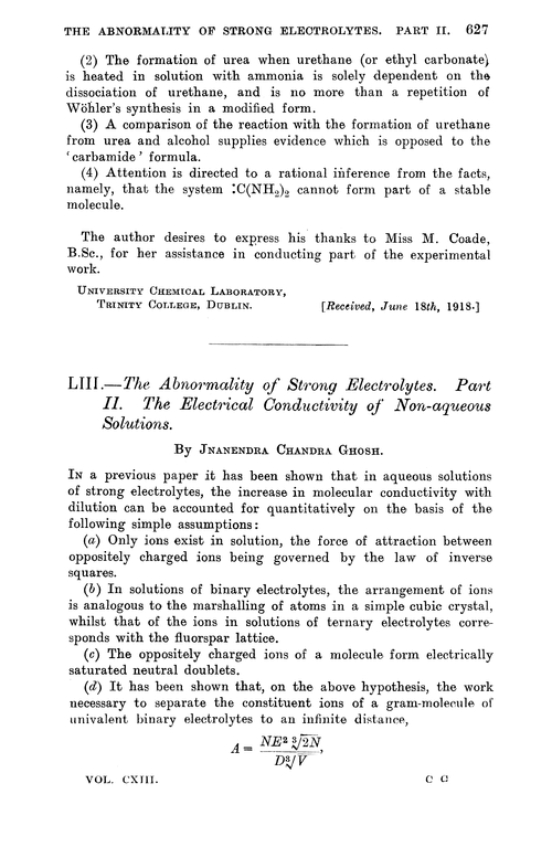 LIII.—The abnormality of strong electrolytes. Part II. The electrical conductivity of non-aqueous solutions