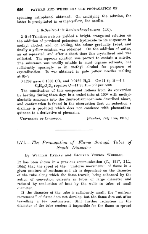 LVI.—The propagation of flame through tubes of small diameter