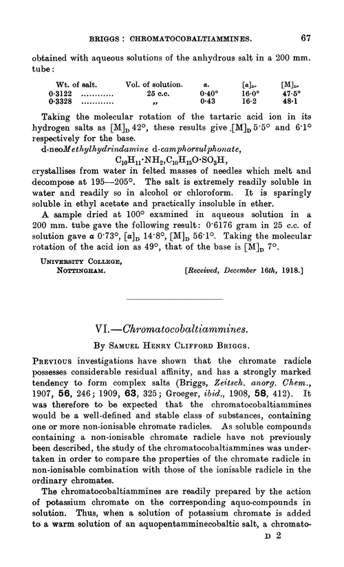 VI.—Chromatocobaltiammines