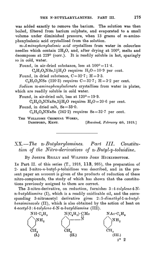 XX.—The n-butylarylamines. Part III. Constitution of the nitro-derivatives of n-butyl-p-toluidine