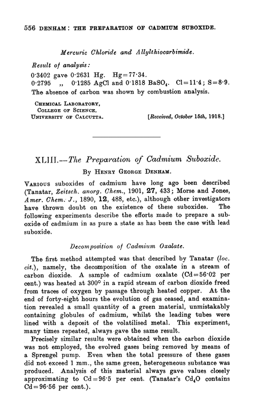 XLIII.—The preparation of cadmium suboxide