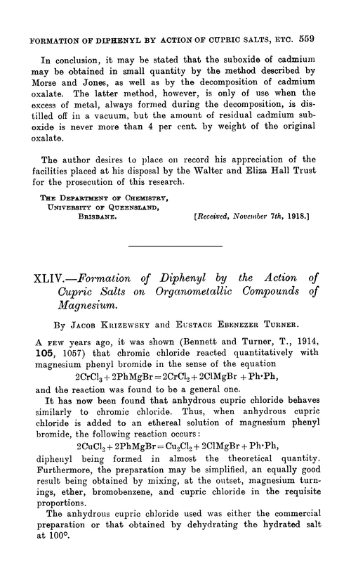XLIV.—Formation of diphenyl by the action of cupric salts on organometallic compounds of magnesium