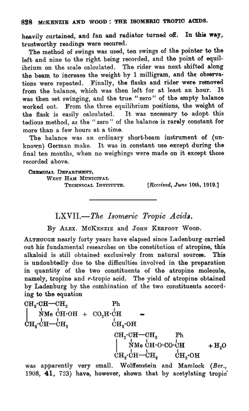 LXVII.—The isomeric tropic acids