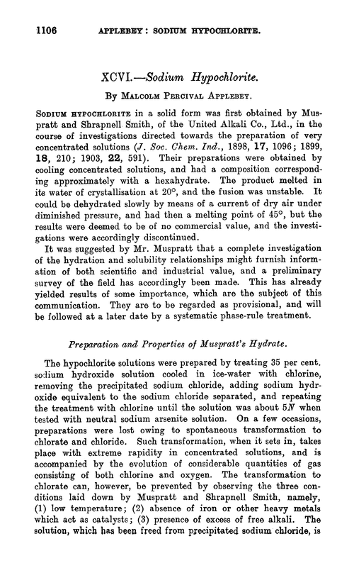 XCVI.—Sodium hypochlorite