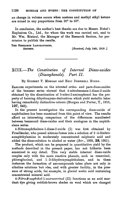 XCIX.—The constitution of internal diazo-oxides (diazophenols). Part II