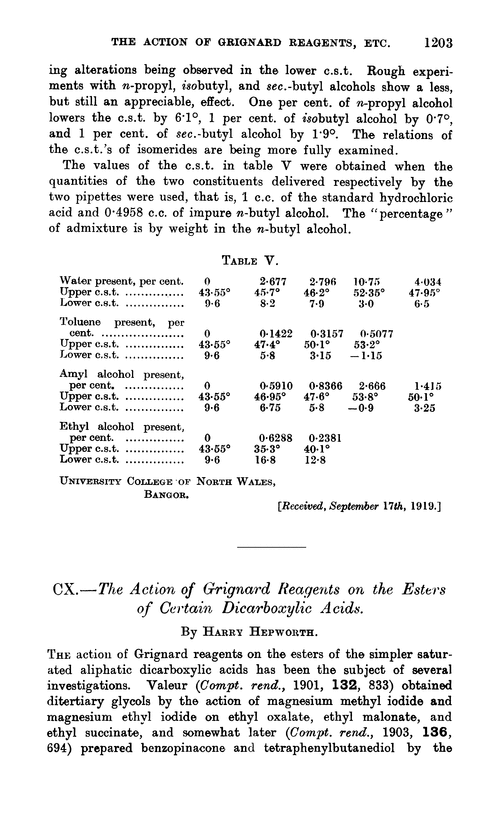 CX.—The action of Grignard reagents on the esters of certain dicarboxylic acids