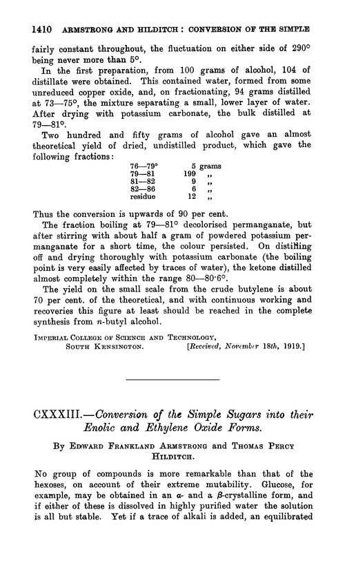 CXXXIII.—Conversion of the simple sugars into their enolic and ethylene oxide forms
