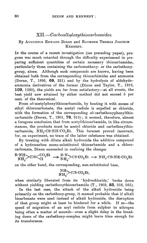 XII.—Carboalkyloxythiocarbamides