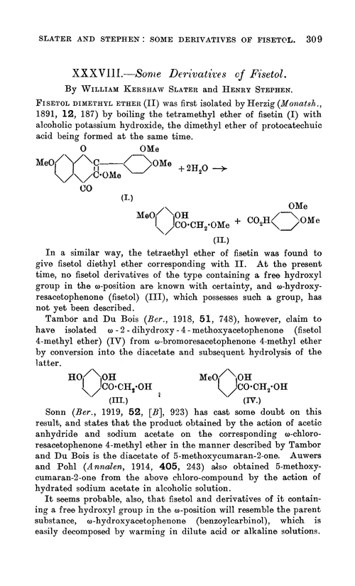 XXXVIII.—Some derivatives of fisetol