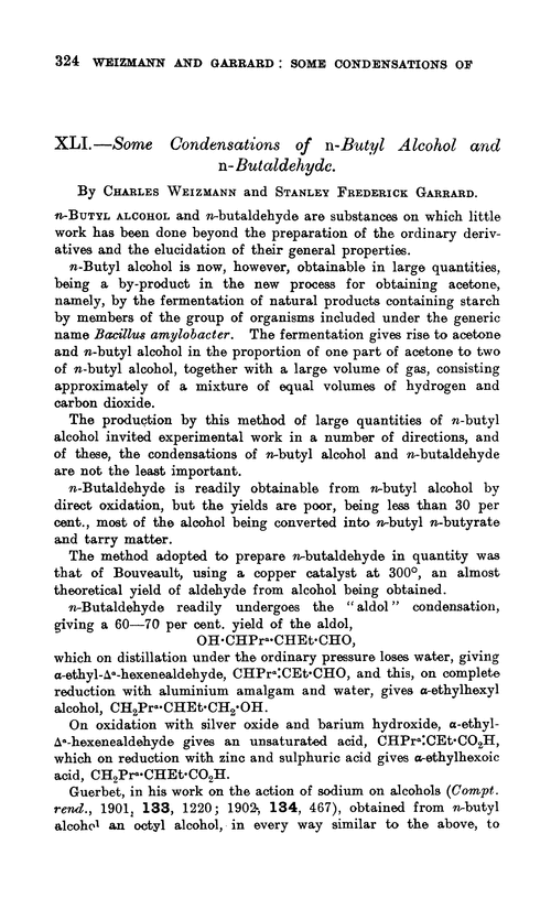 XLI.—Some condensations of n-butyl alcohol and n-butaldehyde