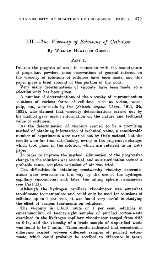 LII.—The viscosity of solutions of cellulose