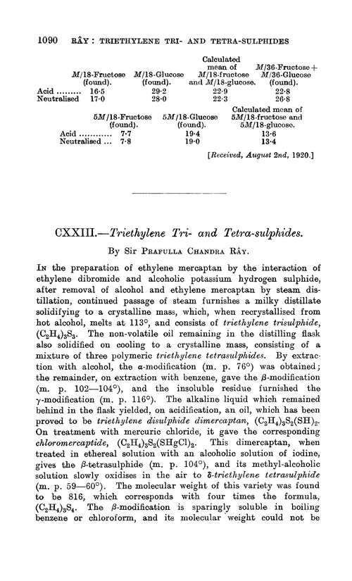 CXXIII.—Triethylene tri- and tetra-sulphides