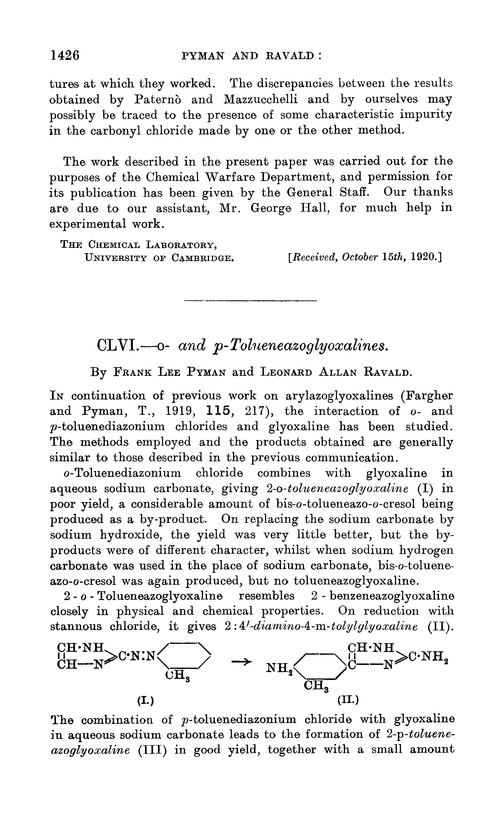 CLVI.—o- and p-Tolueneazoglyoxalines