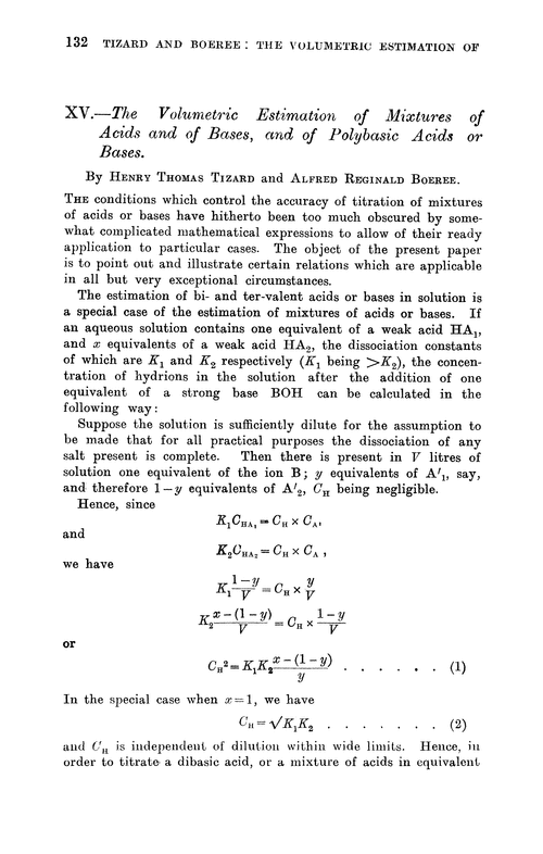 XV.—The volumetric estimation of mixtures of acids and of bases, and of polybasic acids or bases