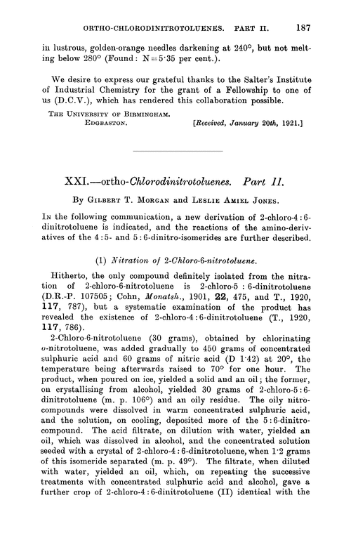 XXI.—ortho-Chlorodinitrotoluenes. Part II