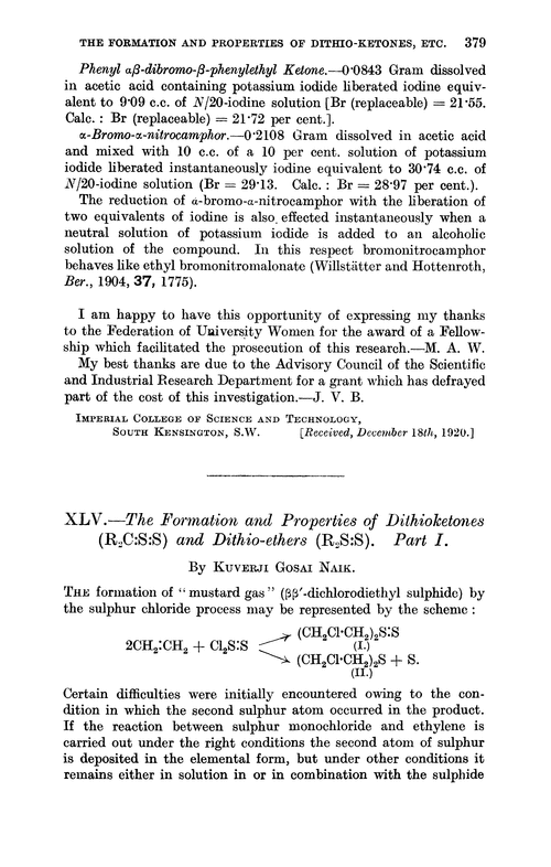 XLV.—The formation and properties of dithioketones (R2C:S:S) and dithio-ethers (R2S:S). Part I