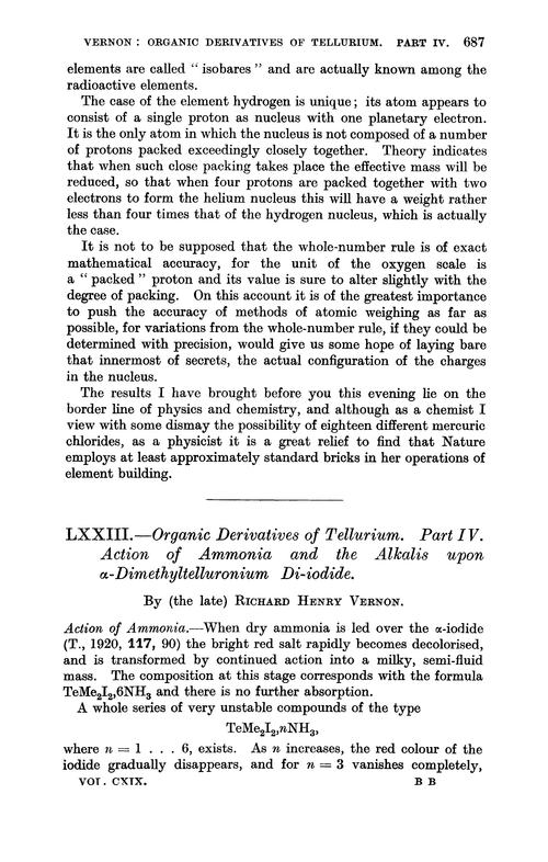 LXXIII.—Organic derivatives of tellurium. Part IV. Action of ammonia and the alkalis upon α-dimethyltelluronium di-iodide