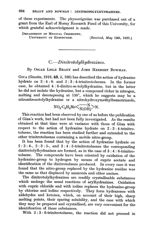 C.—Dinitrotolylhydrazines