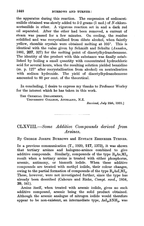 CLXVIII.—Some additive compounds derived from arsines
