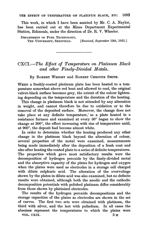 CXCI.—The effect of temperature on platinum black and other finely-divided metals