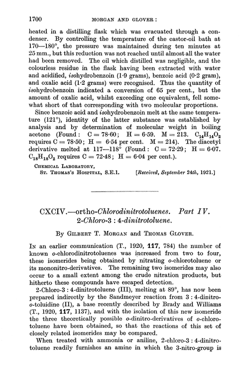 CXCIV.—ortho-Chlorodinitrotoluenes. Part IV. 2-Chloro-3 : 4-dinitrotoluene