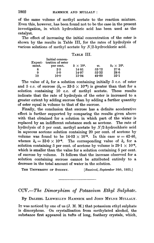 CCV.—The dimorphism of potassium ethyl sulphate