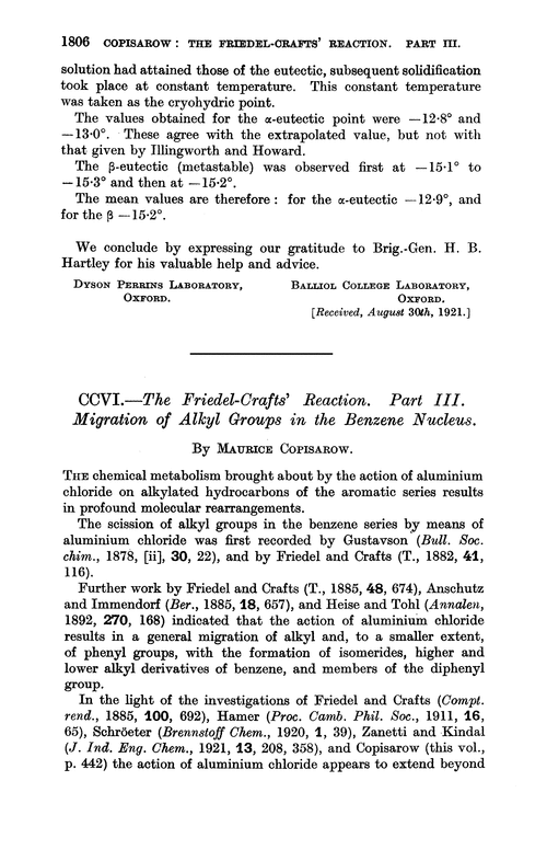 CCVI.—The Friedel-Crafts' reaction. Part III. Migration of alkyl groups in the benzene nucleus