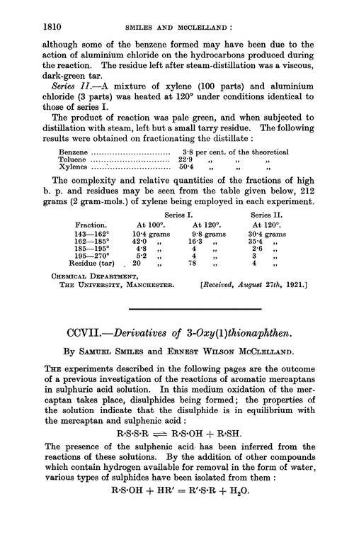 CCVII.—Derivatives of 3-oxy(1)thionaphthen