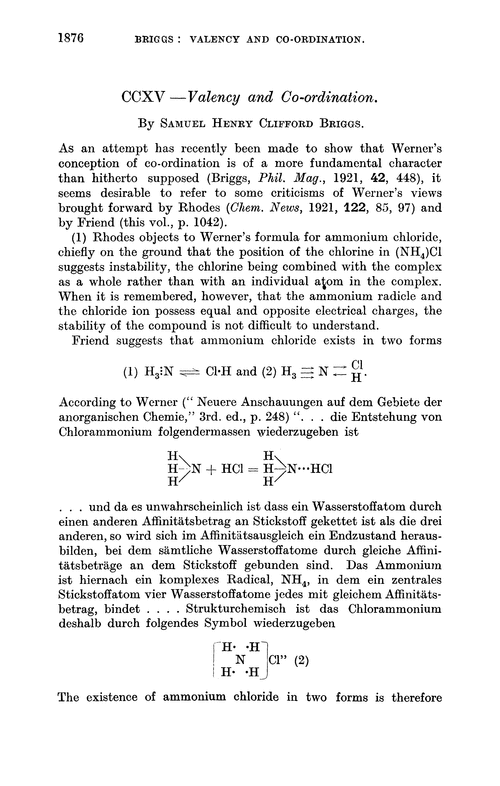 CCXV.—Valency and co-ordination
