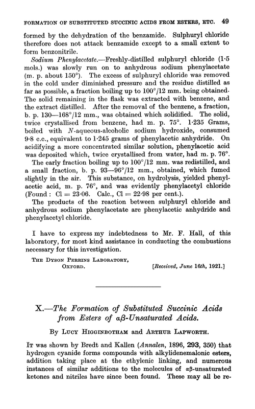 X.—The formation of substituted succinic acids from esters of αβ-unsaturated acids