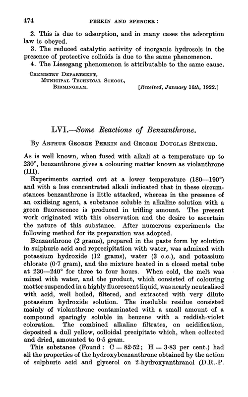 LVI.—Some reactions of benzanthrone