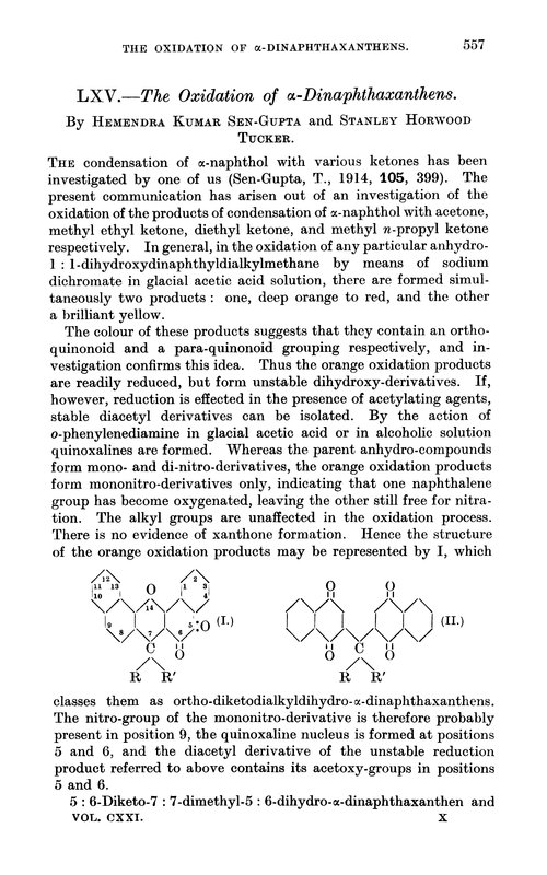 LXV.—The oxidation of α-dinaphthaxanthens