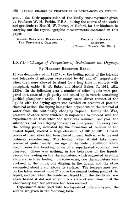 LXVI.—Change of properties of substances on drying