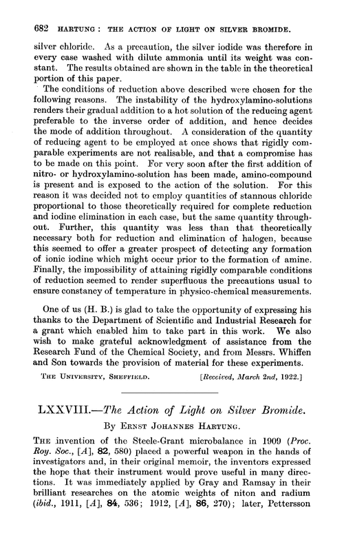 LXXVIII.—The action of light on silver bromide