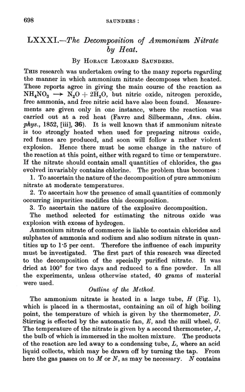 LXXXI.—The decomposition of ammonium nitrate by heat