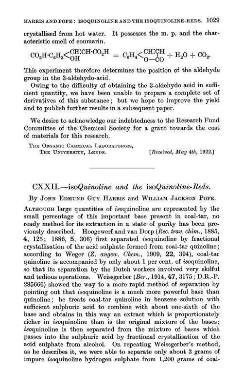 CXXII.—isoQuinoline and the isoquinoline-reds