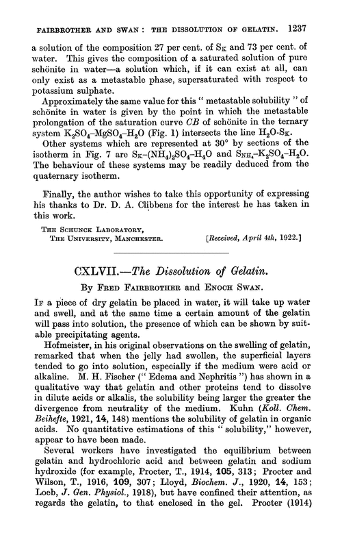 CXLVII.—The dissolution of gelatin