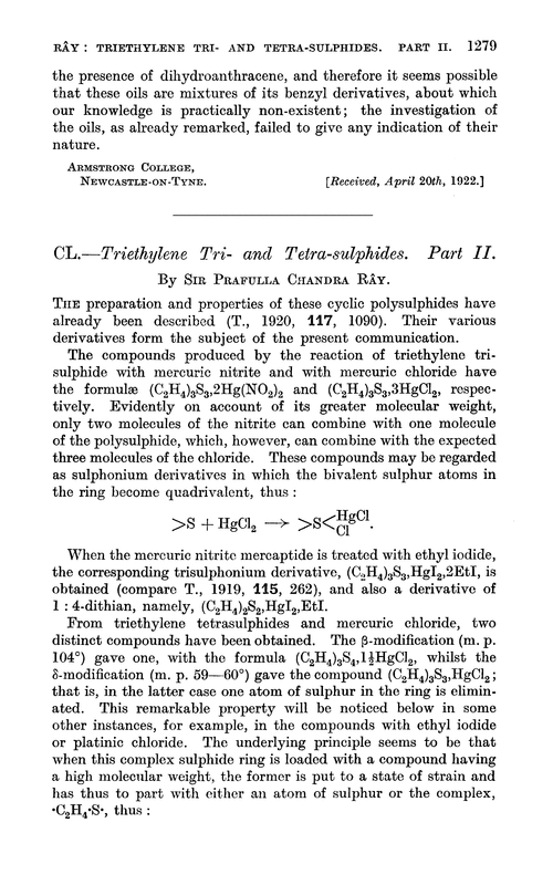 CL.—Triethylene tri- and tetra-sulphides. Part II