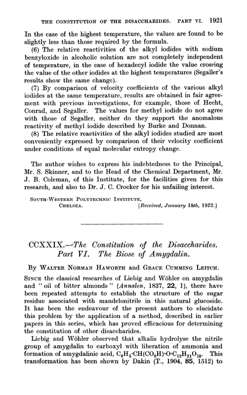 CCXXIX.—The constitution of the disaccharides. Part VI. The biose of amygdalin