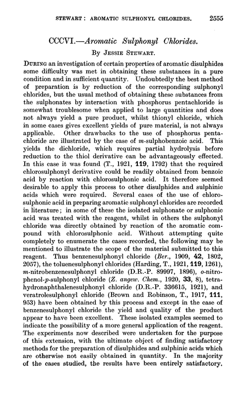 CCCVI.—Aromatic sulphonyl chlorides