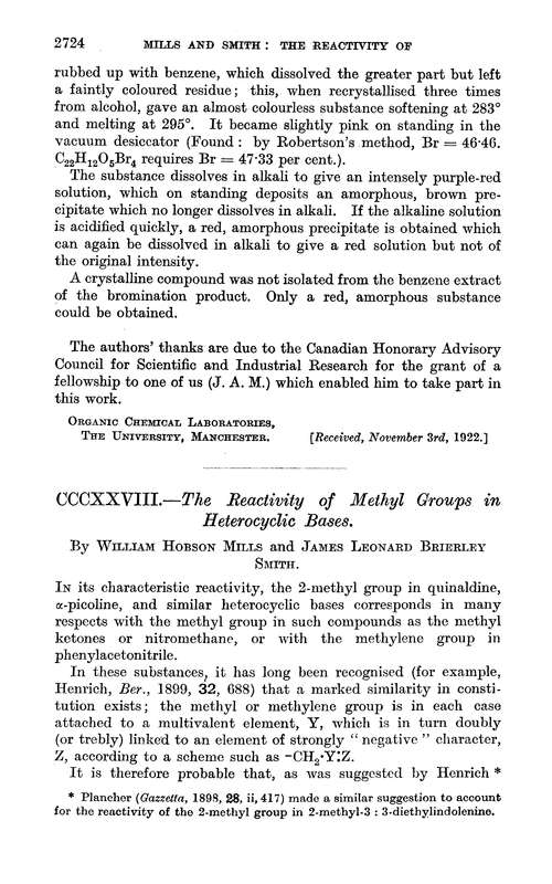 CCCXXVIII.—The reactivity of methyl groups in heterocyclic bases