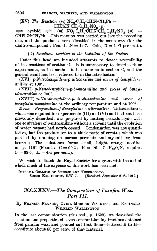 CCCXXXV.—The composition of paraffin wax. Part III